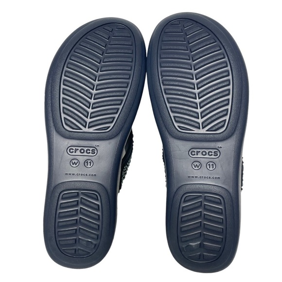 NWOT Crocs Monterey Diamante Blue Embellished Wedge Thong Sandals Size 11 - Picture 9 of 14